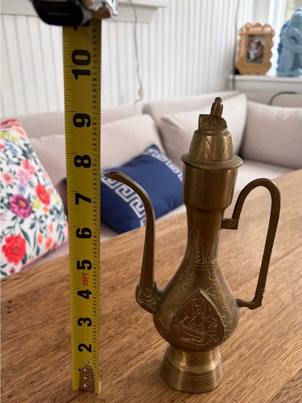 Ornate Brass Ewer Pitcher Vase – Antique-Style Decorative Accent (Brass)